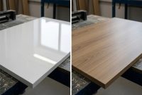 Finishing Meja Makan Melamin vs Duco